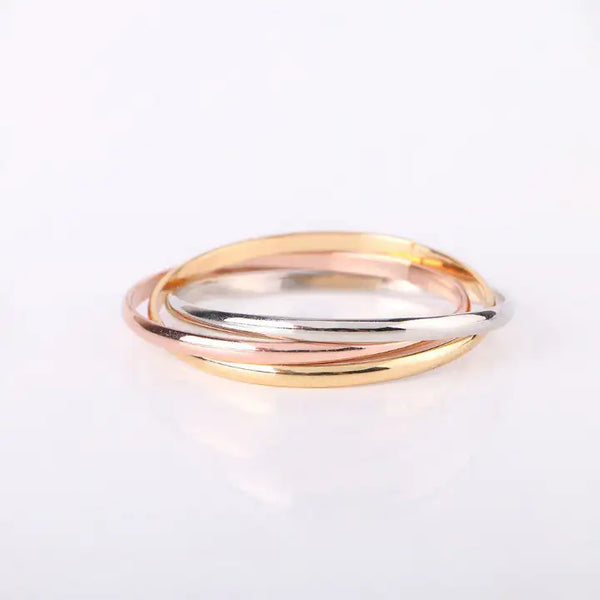 Siana Tri Color Bangles In 18 Kt Rose Gold Plating Yellow Gold Plating And White Gold Plating