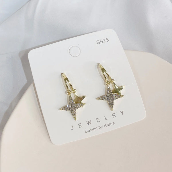 Korean Style Star Earrings with 925 Silver Pins