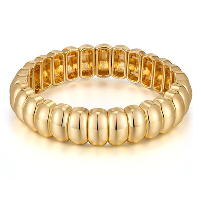 FAMARINE Women Bangle Bracelet Chunky Gold Bracelets Stretchable Bracelet Stretch Stack Adjustable Bangles
