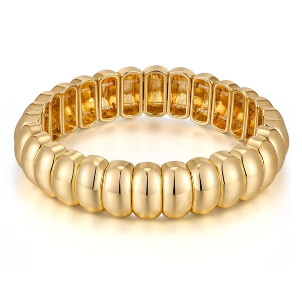 FAMARINE Women Bangle Bracelet Chunky Gold Bracelets Stretchable Bracelet Stretch Stack Adjustable Bangles