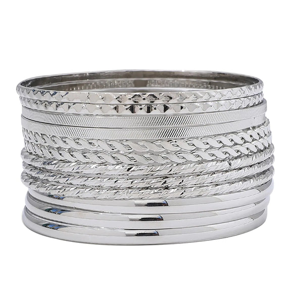 FUNOJOY Silver Bangles Bracelets for Women Boho Indian Stackable Bracelets Silver Bracelet Sets For Women Jewelry Gifts