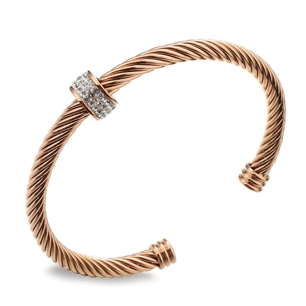 Dorriss Cable Cuff Bracelets Twisted Wire Composite Bracelet Bangles Stainless Steel Adjustable Elegant Antique Jewelry with Rhinestone for Women Ladies