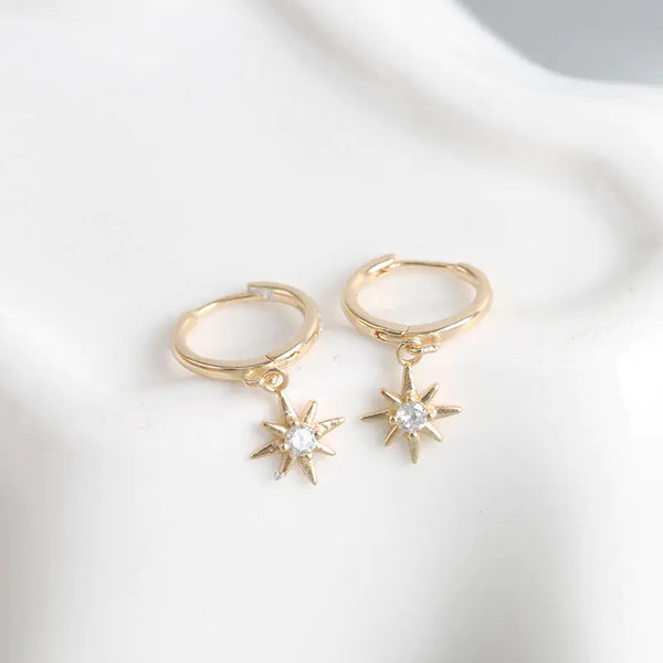 Sterling Silver Star Earrings - Minimalist Design S925